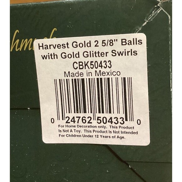 Krebs Christmas Glass Bulb Ornaments 4 Harvest Gold Balls Glitter Swirls Boxed - Picture 5 of 10